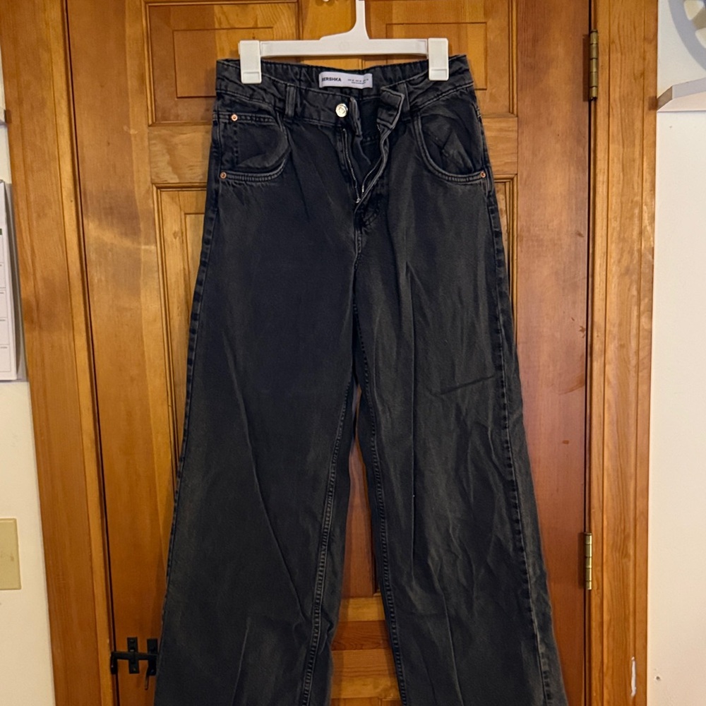Berkshka Charcoal/black Wide Leg Jeans